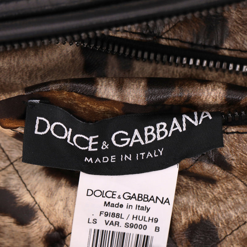 Dolce & Gabbana Quilted Lambskin & Silk Leopard Reversible Jacket. Size 40IT