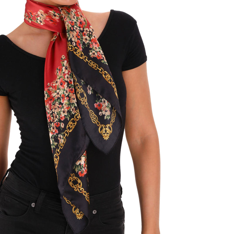 Dolce & Gabbana Floral Print Silk Twill Scarf