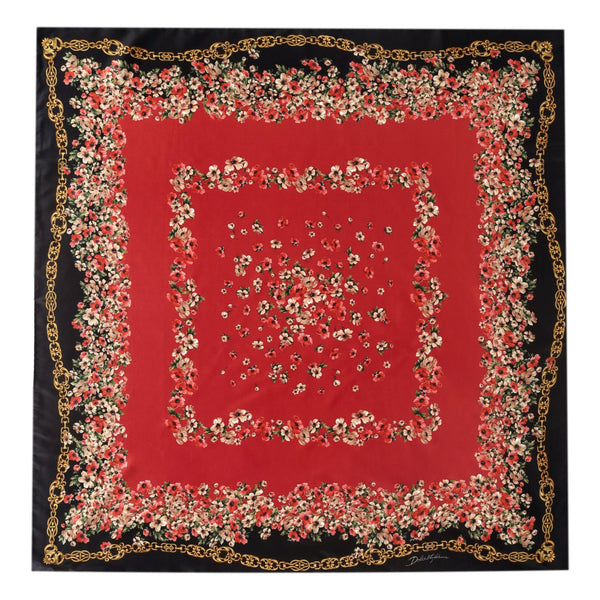 Dolce & Gabbana Floral Print Silk Twill Scarf