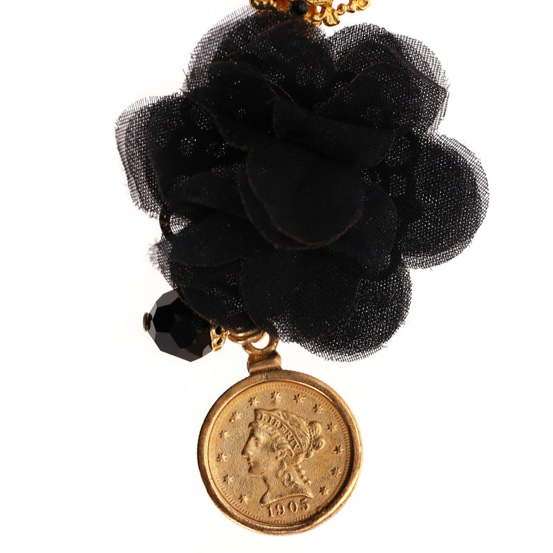 Dolce & Gabbana Baroque Lace Flower & Coin Drop Clip-On Earrings