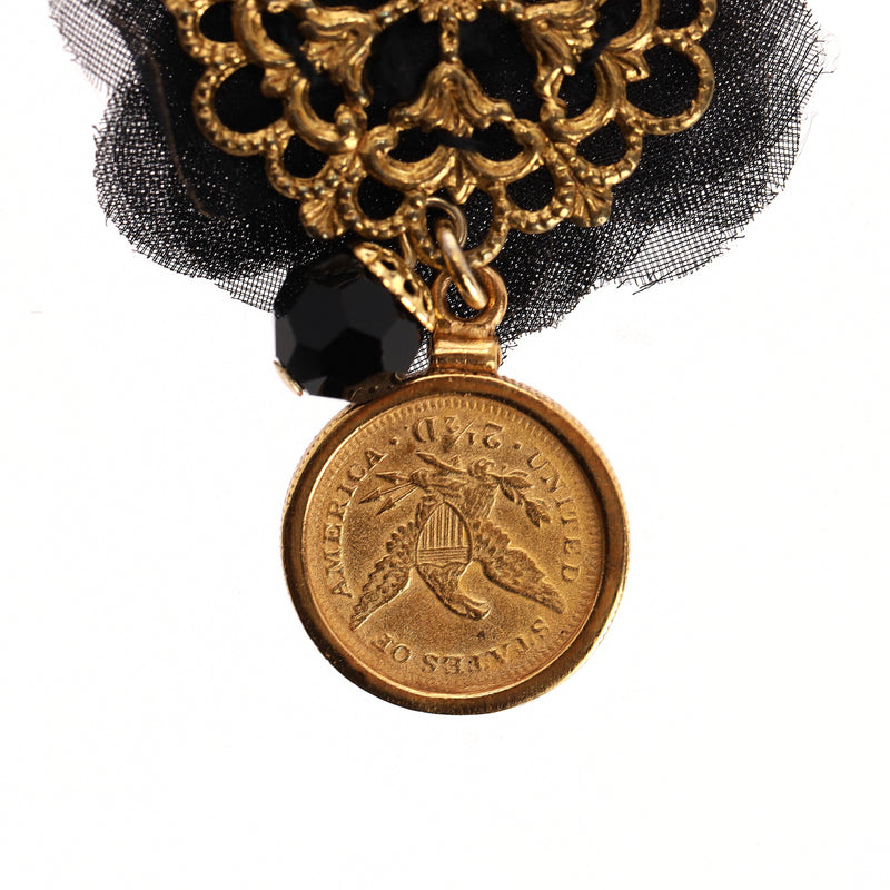 Dolce & Gabbana Baroque Lace Flower & Coin Drop Clip-On Earrings