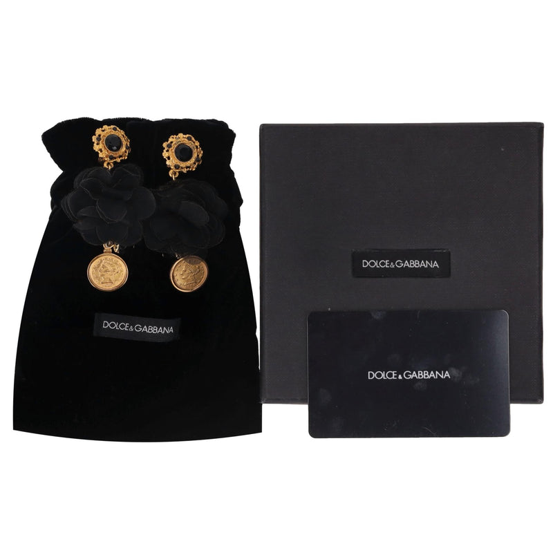 Dolce & Gabbana Baroque Lace Flower & Coin Drop Clip-On Earrings