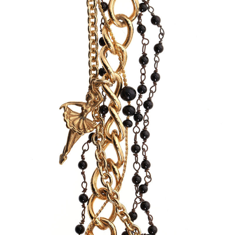 Dolce & Gabbana Baroque Multi-Ornament Lace Flower & Coin Layered Chain Collier Necklace