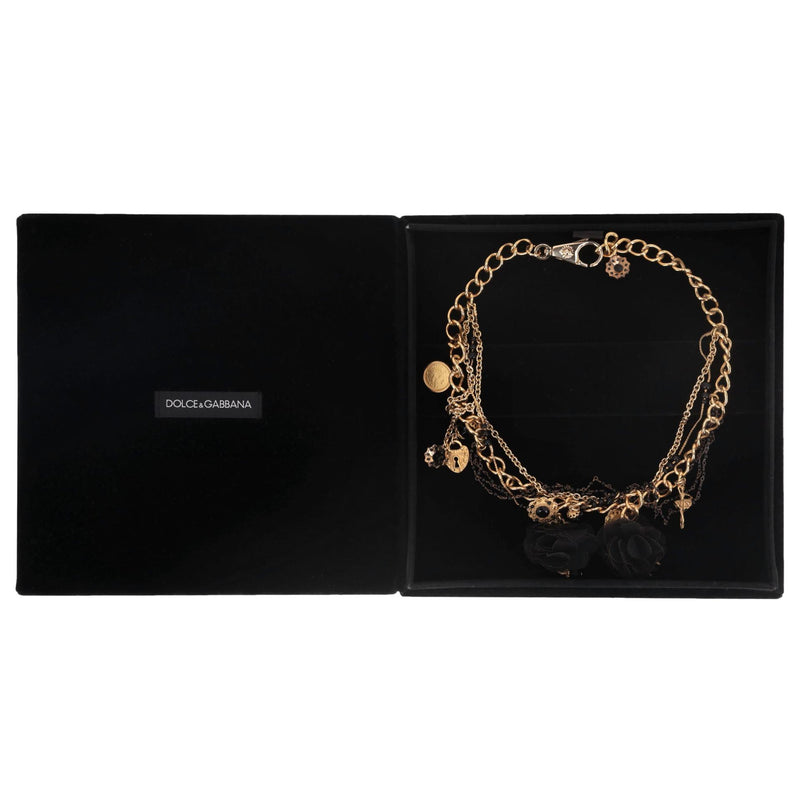 Dolce & Gabbana Baroque Multi-Ornament Lace Flower & Coin Layered Chain Collier Necklace