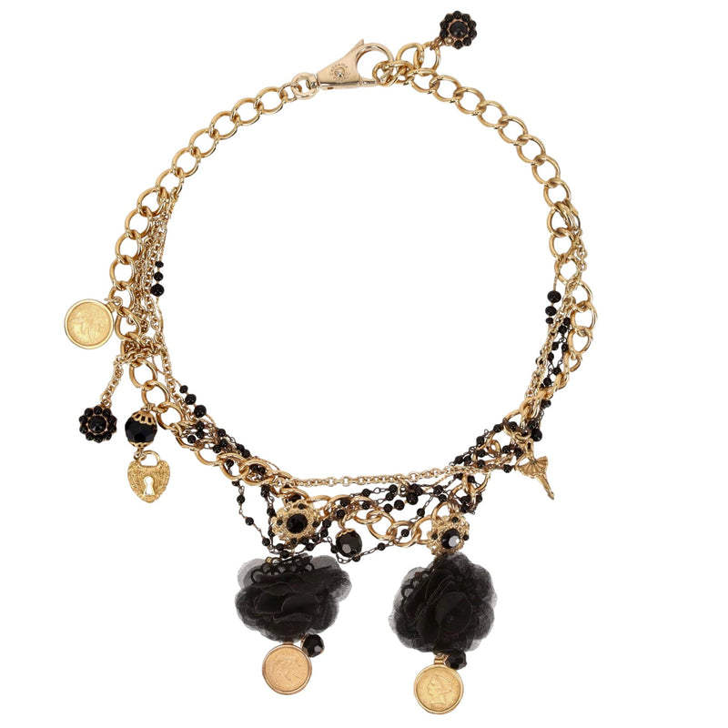 Dolce & Gabbana Baroque Multi-Ornament Lace Flower & Coin Layered Chain Collier Necklace
