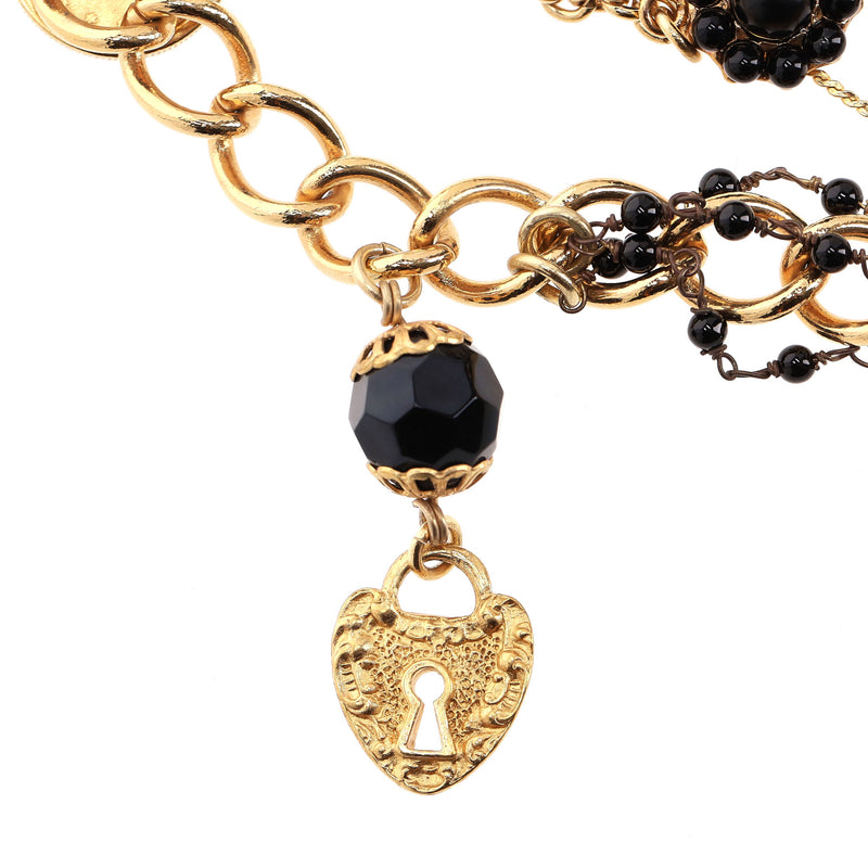 Dolce & Gabbana Baroque Multi-Ornament Lace Flower & Coin Layered Chain Collier Necklace