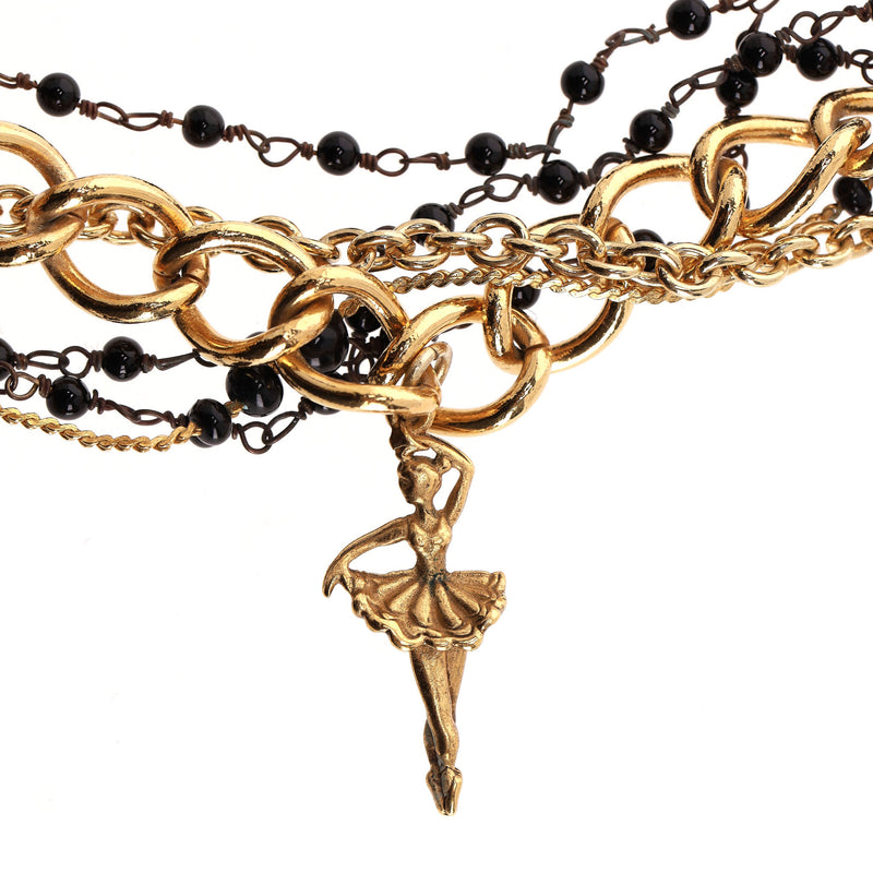 Dolce & Gabbana Baroque Multi-Ornament Lace Flower & Coin Layered Chain Collier Necklace