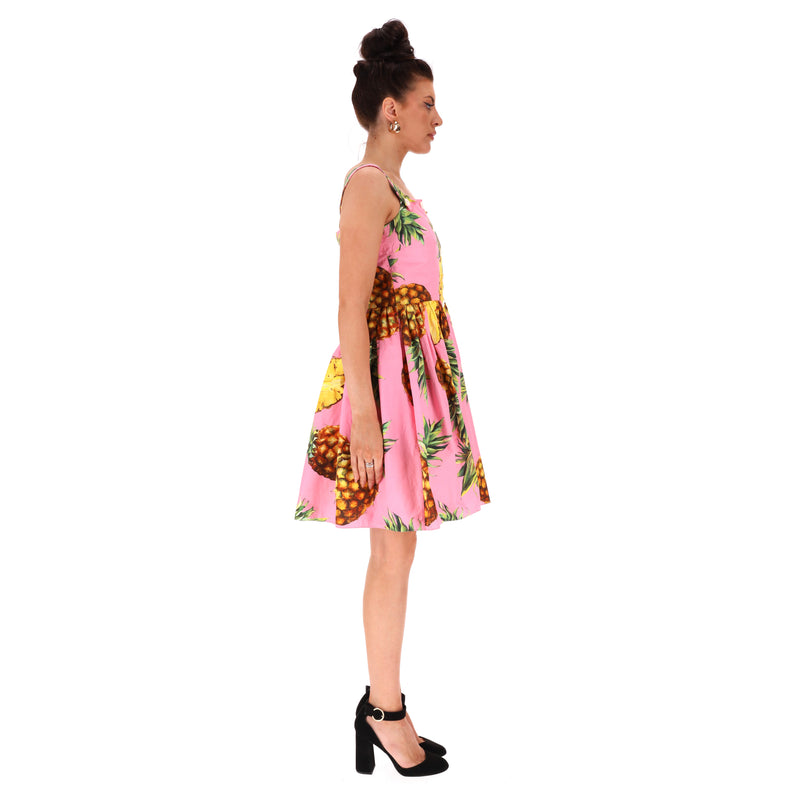 Dolce & Gabbana Pineapple Print Cotton Dress. Size 42IT
