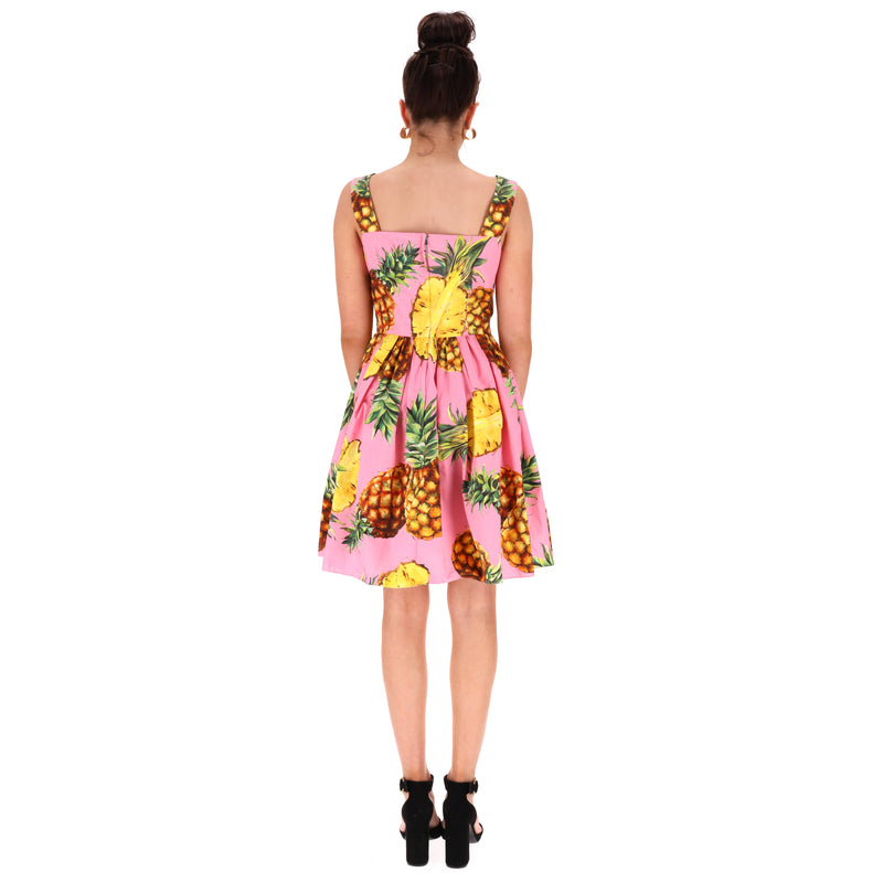 Dolce & Gabbana Pineapple Print Cotton Dress. Size 42IT