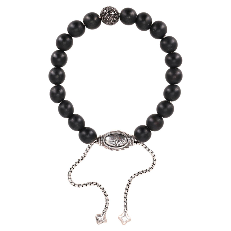 David Yurman Sterling Silver, Black Diamond & Onyx Spiritual Beads Bracelet
