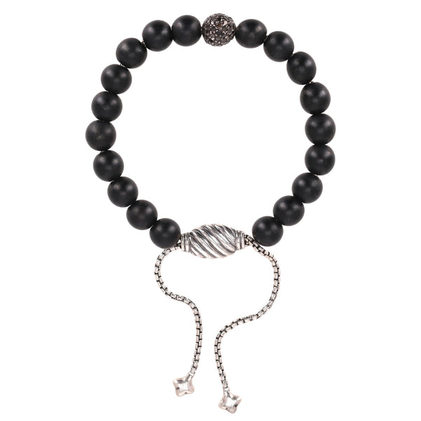 David Yurman Sterling Silver, Black Diamond & Onyx Spiritual Beads Bracelet