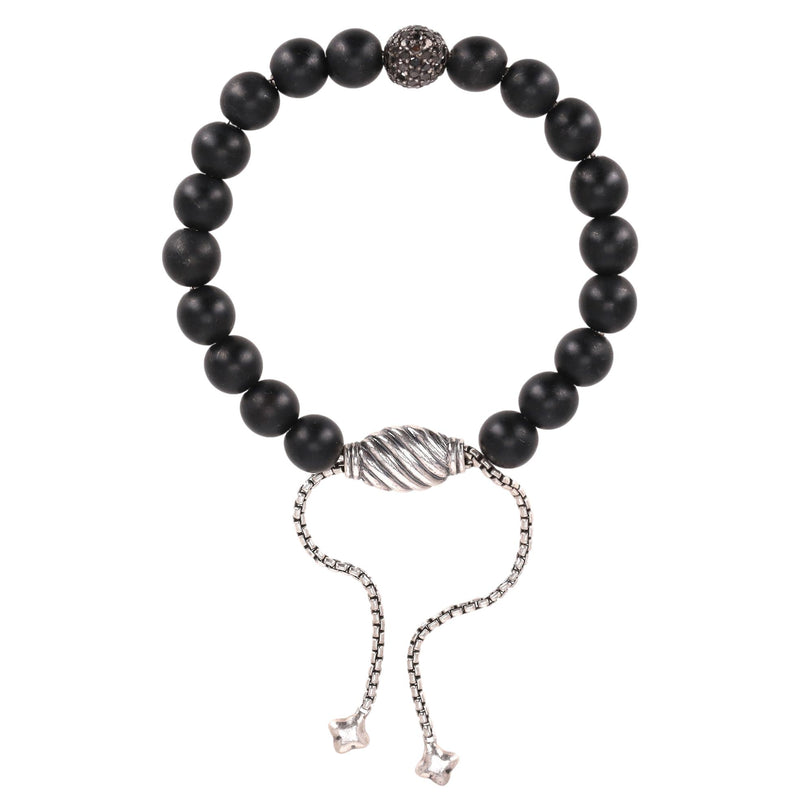 David Yurman Sterling Silver, Black Diamond & Onyx Spiritual Beads Bracelet