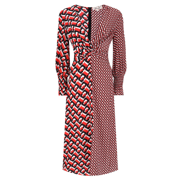 Diane Von Furstenberg Silk Crepe Printed Midi Dress. Size 2US