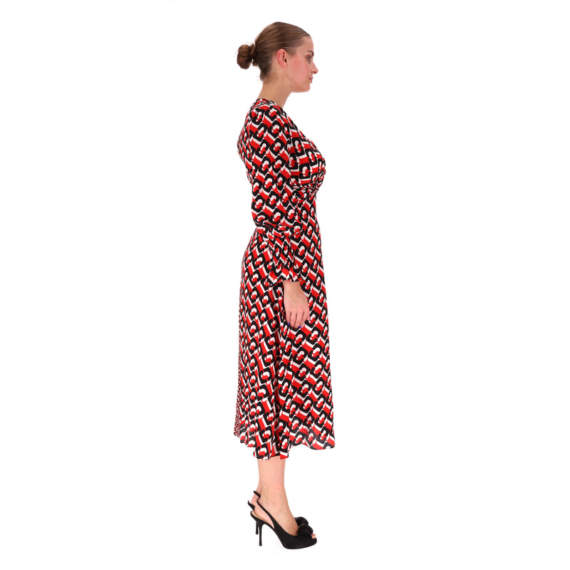 Diane Von Furstenberg Silk Crepe Printed Midi Dress. Size 2US