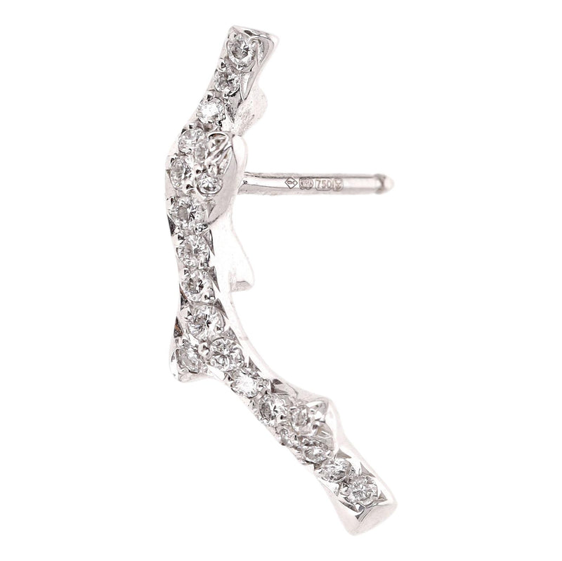 Dior Bois Single Diamond Ear Climber Earring In 18k White Gold