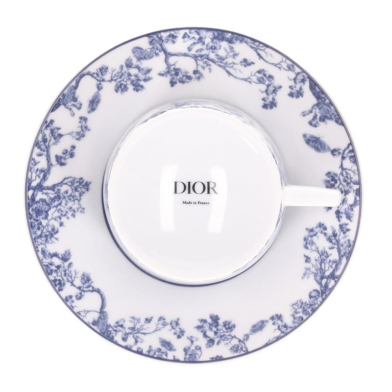 Dior Toile de Jouy Limoges Porcelain Four-Piece Teacup and Saucer Set