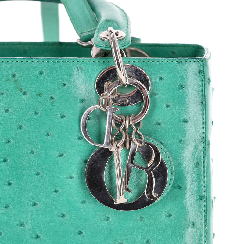 Christian Dior Ostrich Leather Medium Lady Dior Bag