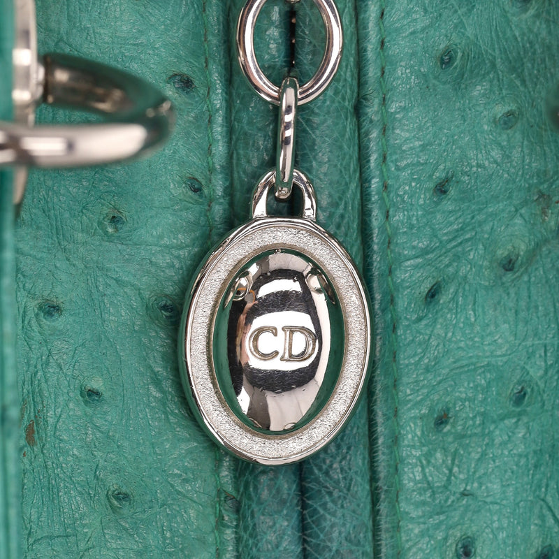 Christian Dior Ostrich Leather Medium Lady Dior Bag