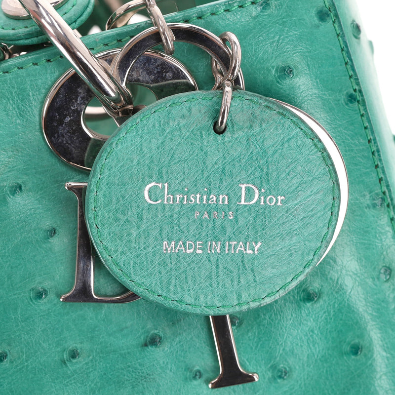 Christian Dior Ostrich Leather Medium Lady Dior Bag