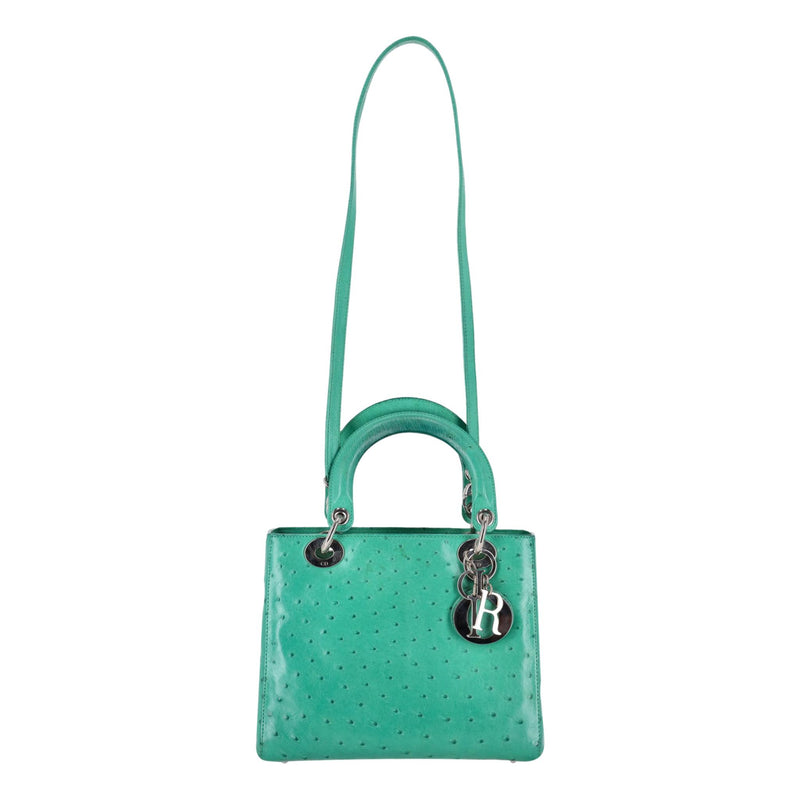 Christian Dior Ostrich Leather Medium Lady Dior Bag