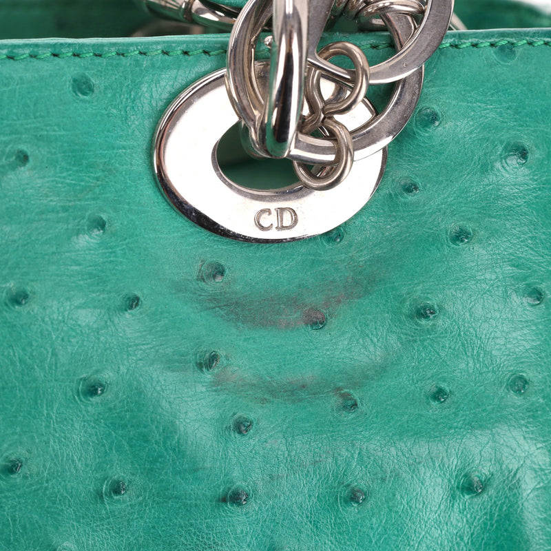 Christian Dior Ostrich Leather Medium Lady Dior Bag