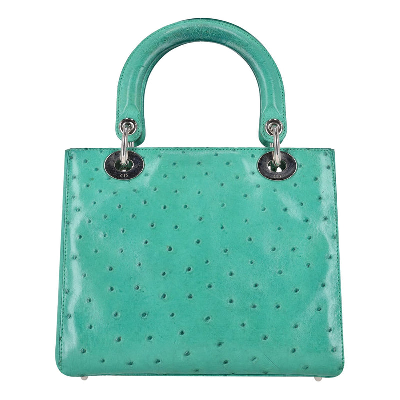 Christian Dior Ostrich Leather Medium Lady Dior Bag