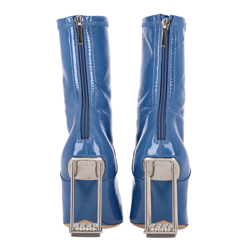 Dior Patent Leather Boots With Open Cage Heel Containing Crystal Embellishment. Size 37