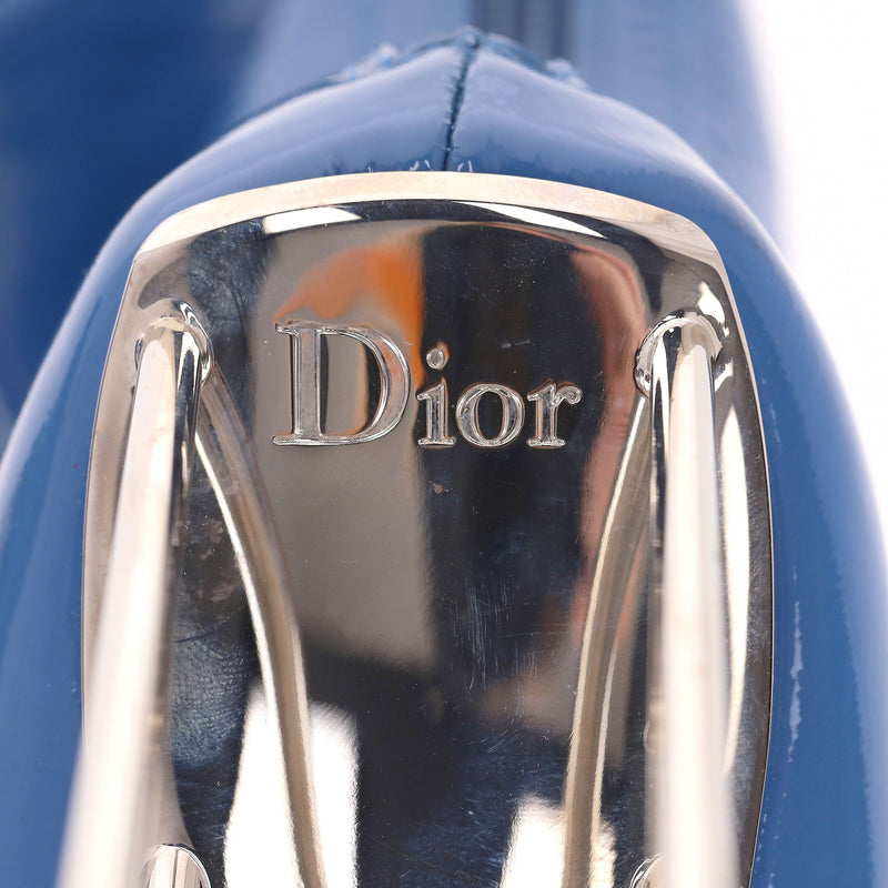 Dior Patent Leather Boots With Open Cage Heel Containing Crystal Embellishment. Size 37