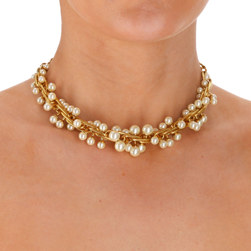 Dior TorsaDior Choker Embellished With White Resin Pearls