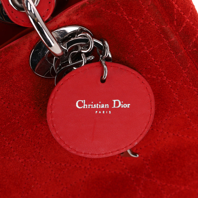 Christian Dior Lady Dior Stitched Cannage Suede Medium Bag