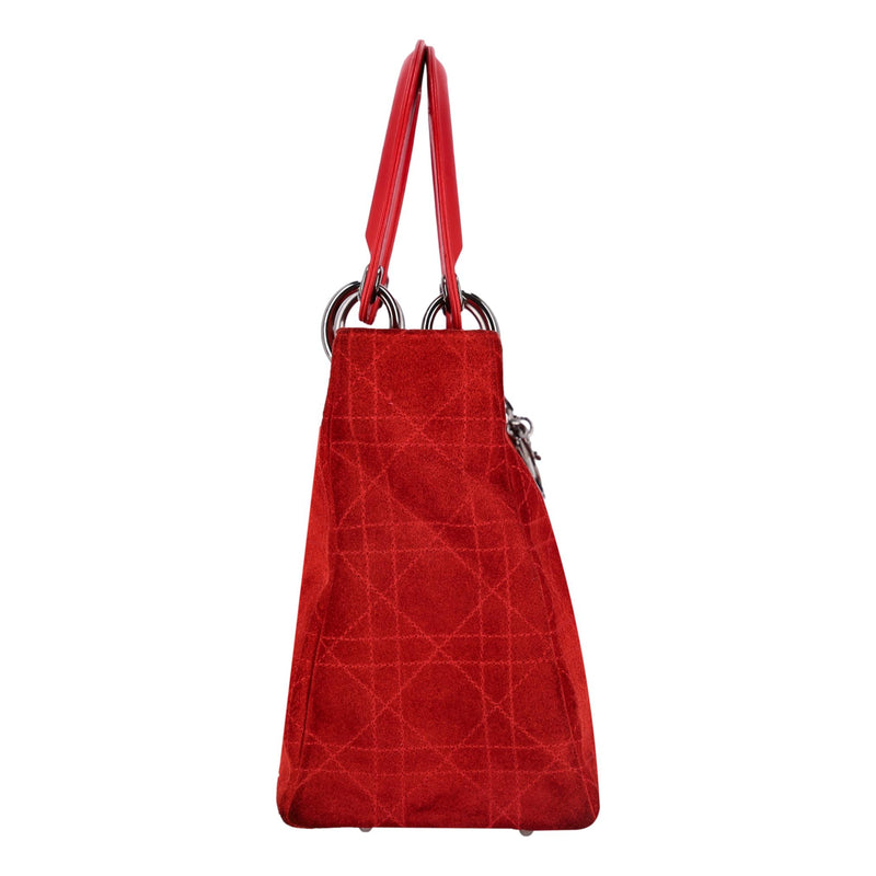 Christian Dior Lady Dior Stitched Cannage Suede Medium Bag