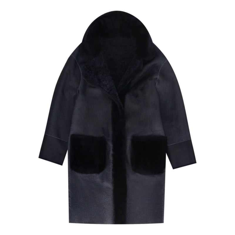 Divine Lambskin Leather & Shearling Reversible Coat. Size 10UK