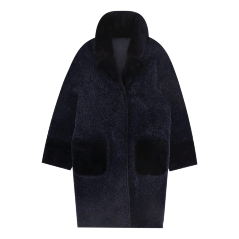 Divine Lambskin Leather & Shearling Reversible Coat. Size 10UK