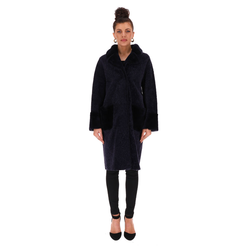 Divine Lambskin Leather & Shearling Reversible Coat. Size 10UK