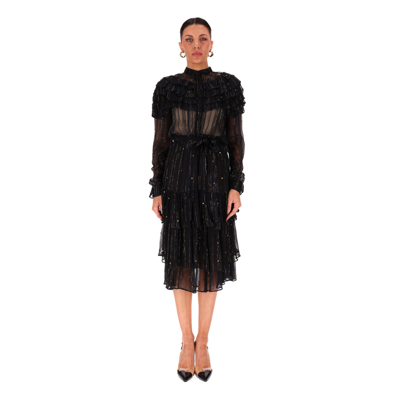 Dodo Bar Or Tiered Embellished Lace Dress. Size 42IT