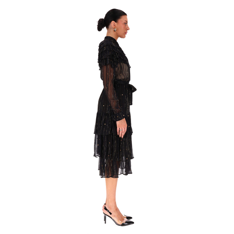 Dodo Bar Or Tiered Embellished Lace Dress. Size 42IT