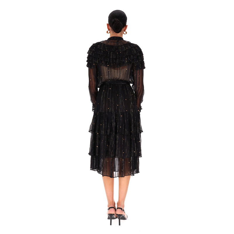 Dodo Bar Or Tiered Embellished Lace Dress. Size 42IT