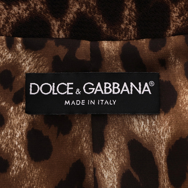 Dolce & Gabbana Leopard Print Wool Jacket With 'DG' Buttons. Size 50IT