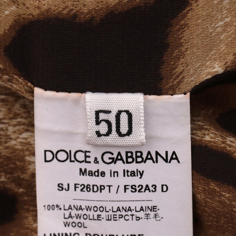 Dolce & Gabbana Leopard Print Wool Jacket With 'DG' Buttons. Size 50IT