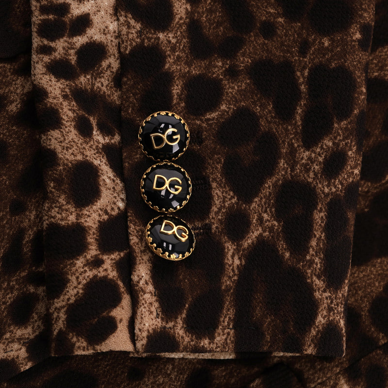 Dolce & Gabbana Leopard Print Wool Jacket With 'DG' Buttons. Size 50IT