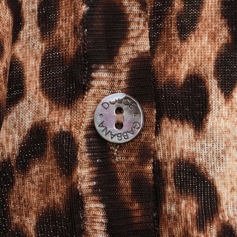 Dolce & Gabbana Leopard Print Cardigan & Matching Top Two-Piece Set. Size 44IT