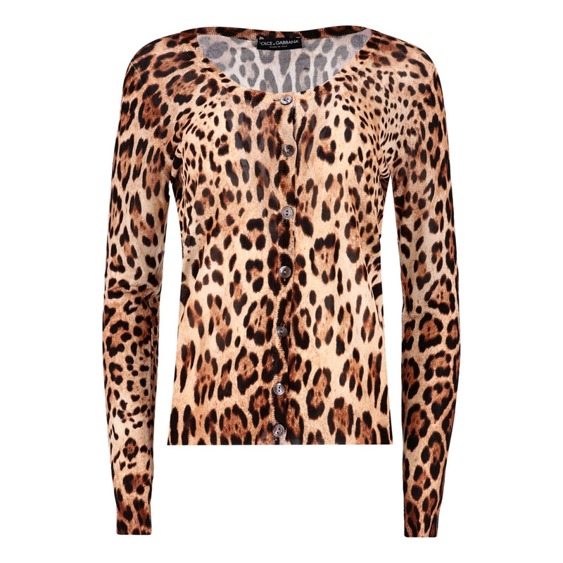 Dolce & Gabbana Leopard Print Cardigan & Matching Top Two-Piece Set. Size 44IT