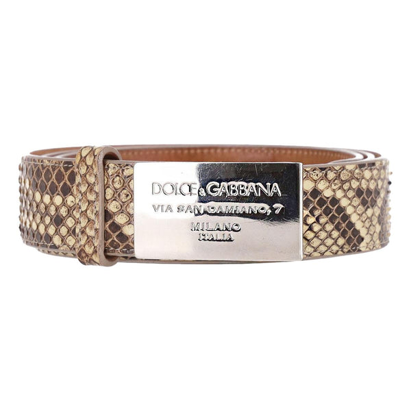 Dolce & Gabbana Snakeskin Belt With A Logo Buckle