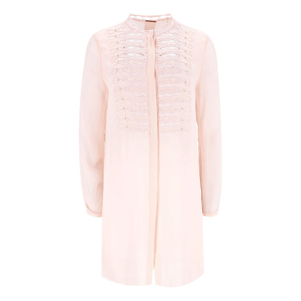 Elie Tahari Lace-Bib Silk Tunic Top. Size M