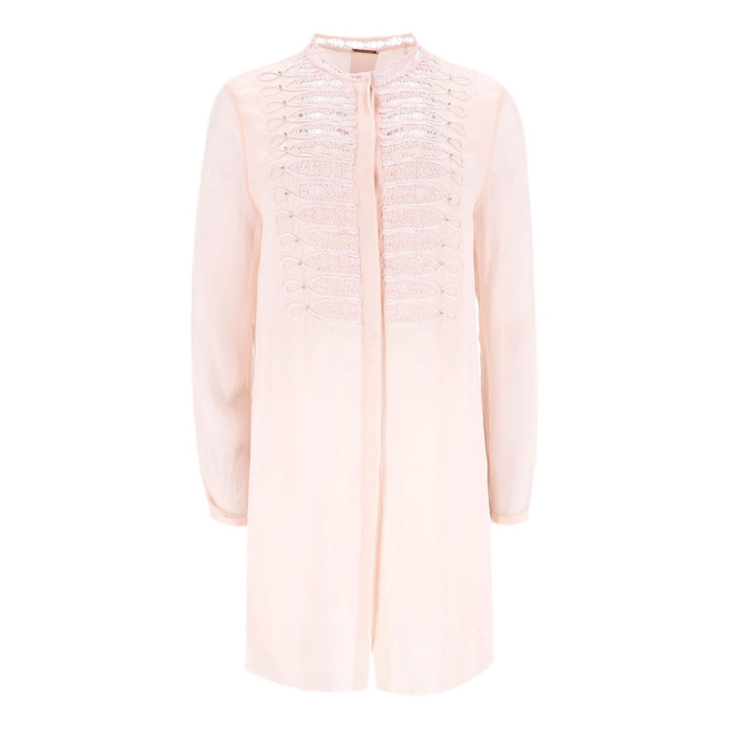 Elie Tahari Lace-Bib Silk Tunic Top. Size M