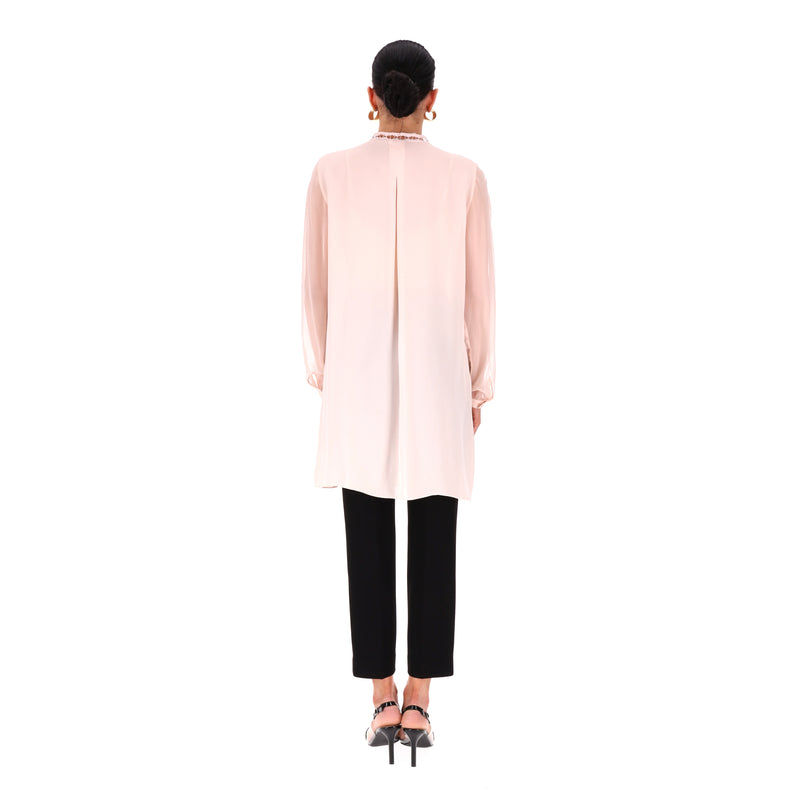 Elie Tahari Lace-Bib Silk Tunic Top. Size M