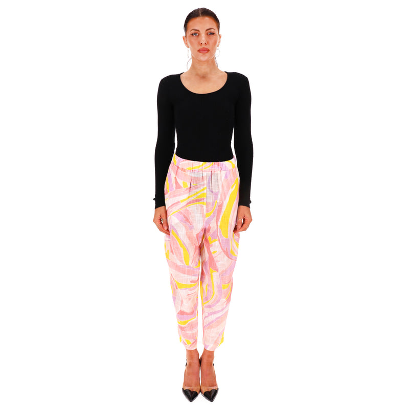 Emilio Pucci Vetrate Print Cropped Cotton Trousers. Size 42IT
