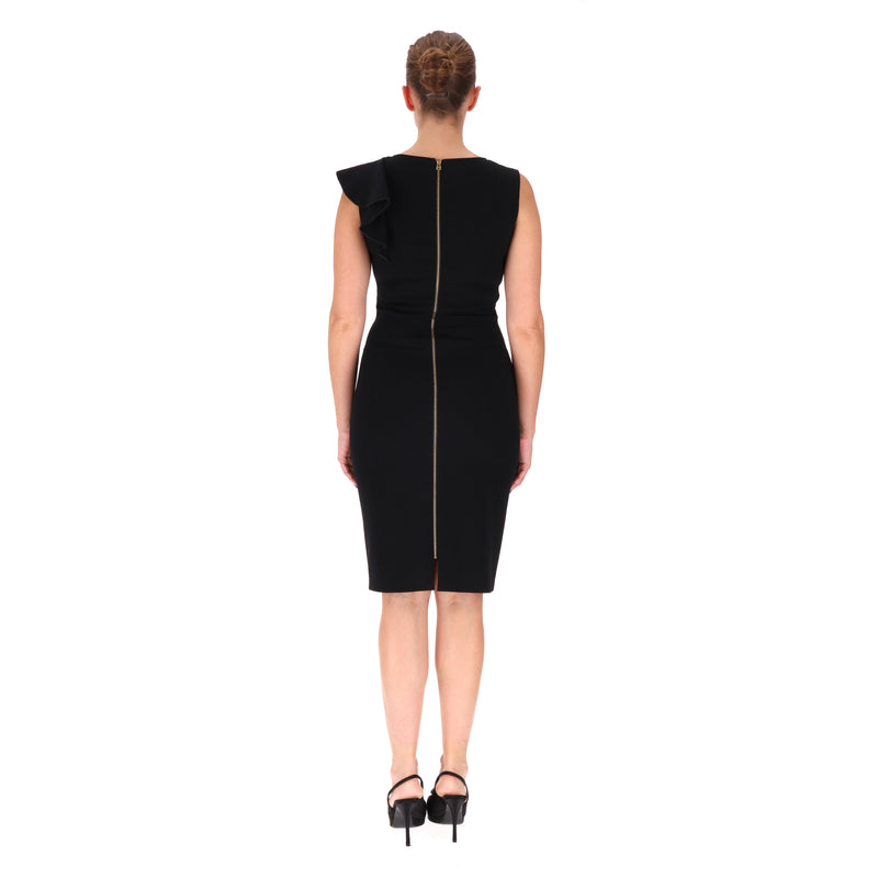 Emilio Pucci Virgin Wool Ruffle Embellished Sheath Dress. Size 44IT