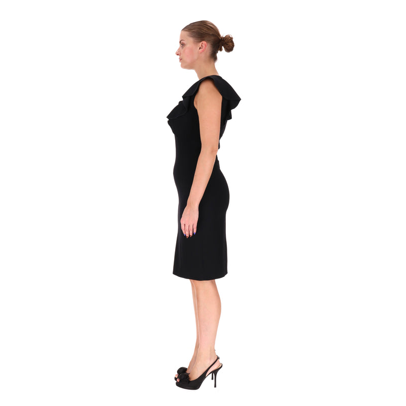 Emilio Pucci Virgin Wool Ruffle Embellished Sheath Dress. Size 44IT