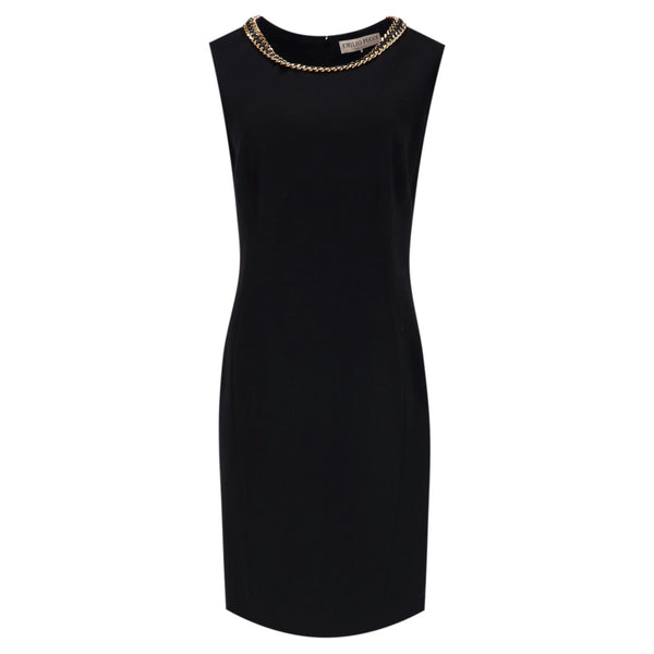 Emilio Pucci Wool Sheath Dress With A Chain Embellished Neckline. Size 44IT
